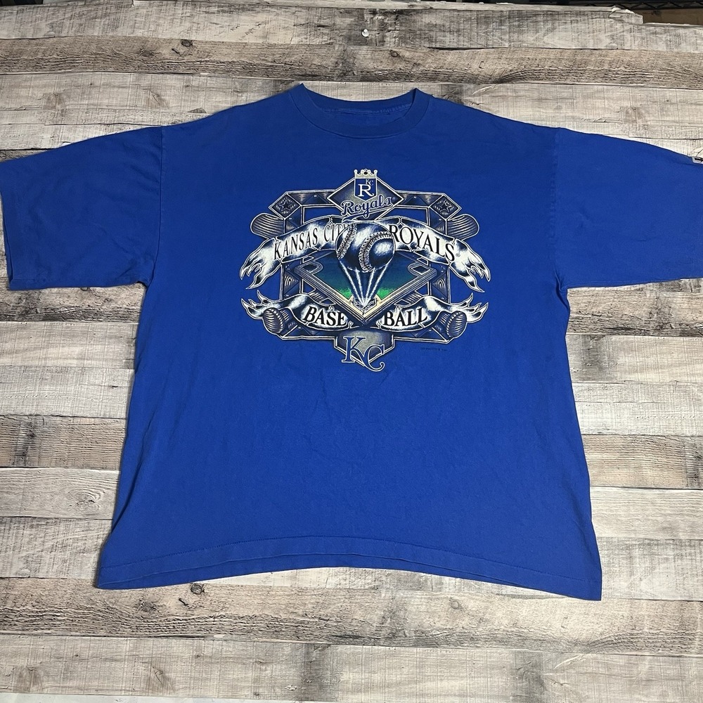 Kansas City Royals Shirt Size 2XL Blue Vintage 90s Logo Athletic MLB
